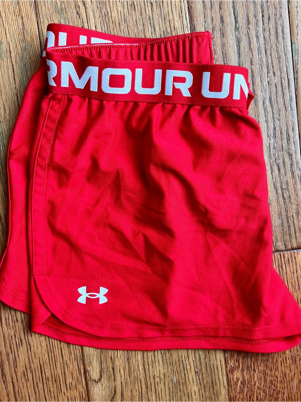 Under Armour Red Youth Girl XL Athletic Shorts with Branded Waistband